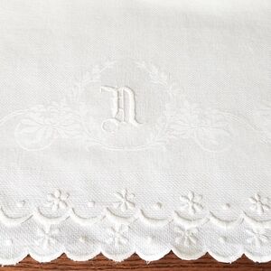 Vintage huckaback linen damask monogram towel